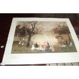 Signed Helen Bradley print, "Our picnic", with bli