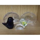 Collection of glass paper weights to include 3 roy