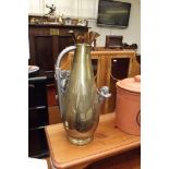 Large brass jug with applied plated cherubs
