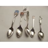 5 silver souvenir spoons