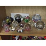 Collection of 14 glass paper weights