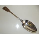 Victorian silver fiddle pattern serving spoon, eng
