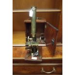 Cased Victorian microscope