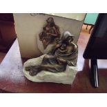 Bronzed resin figure, Mother and Child