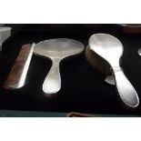 Silver mirror, brush and comb set