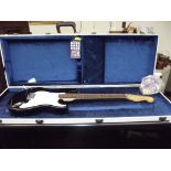 Electric guitar in plush fitted case