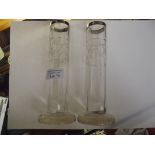 Pair of silver rimmed stem vases