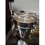 Silver plated ice bucket with tongs