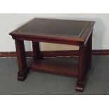 Victorian mahogany writing desk, rectangular top with black tooled leather supported by eight