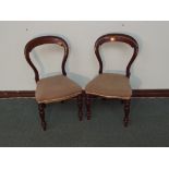 Set of six Victorian mahogany balloon back dining chairs on turned legs
