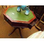 Regency style octagonal side table with leather in