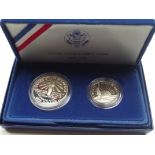 2x cased Silver United states liberty coins, one d