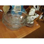 Large glass tazza and bowl