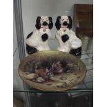Pair of Beswick spaniels together with a Spode cab