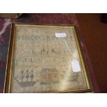 Alphabetical sampler dated 1820