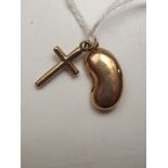 9ct gold cross pendant together with a 9ct gold be
