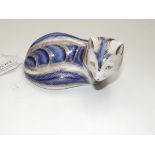 Crown Derby cat with silver stopper