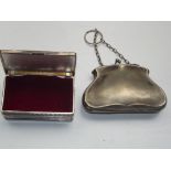 Silver plated purse with a plated trinket box
