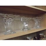 Three 1930's glass vases (one a/f)