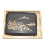 Japanese cigarette case with a etched montane/town
