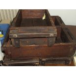 Five vintage pine crates