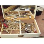 Assorted costume jewellry to include a silver blad