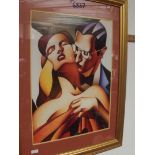 Large framed art deco style print