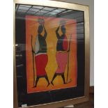 Framed signed African painting