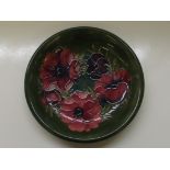Moorcroft dish in the Anemone pattern, painted and