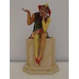 Carlton Ware Prototype figure of a seated Jester,