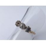18 ct 3 stone diamond ring, approx 0.75 carat,
