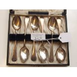 Cased set of six silver teaspoons, Birmingham hall