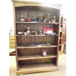 Large stained pine bookshelf