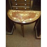 Italian demi lune music table with marquetry inaly
