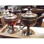 Two copper samovars with ebonised finials