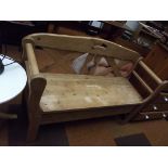 Pine bench, hinged seat for storage compartment