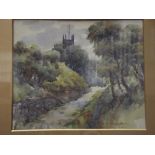 Gilt framed watercolour depicting Deane Church, Bo