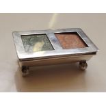 Edwardian silver stamp case, the hinged lid enclos