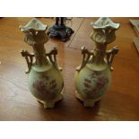 Pair of blush ivory vases