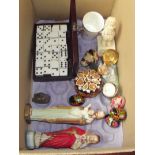 Assorted items to include a cased set of dominoes,