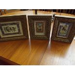 Three interesting Iranian parquetry framed hand pa