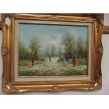Gilt framed Monet style oil on board