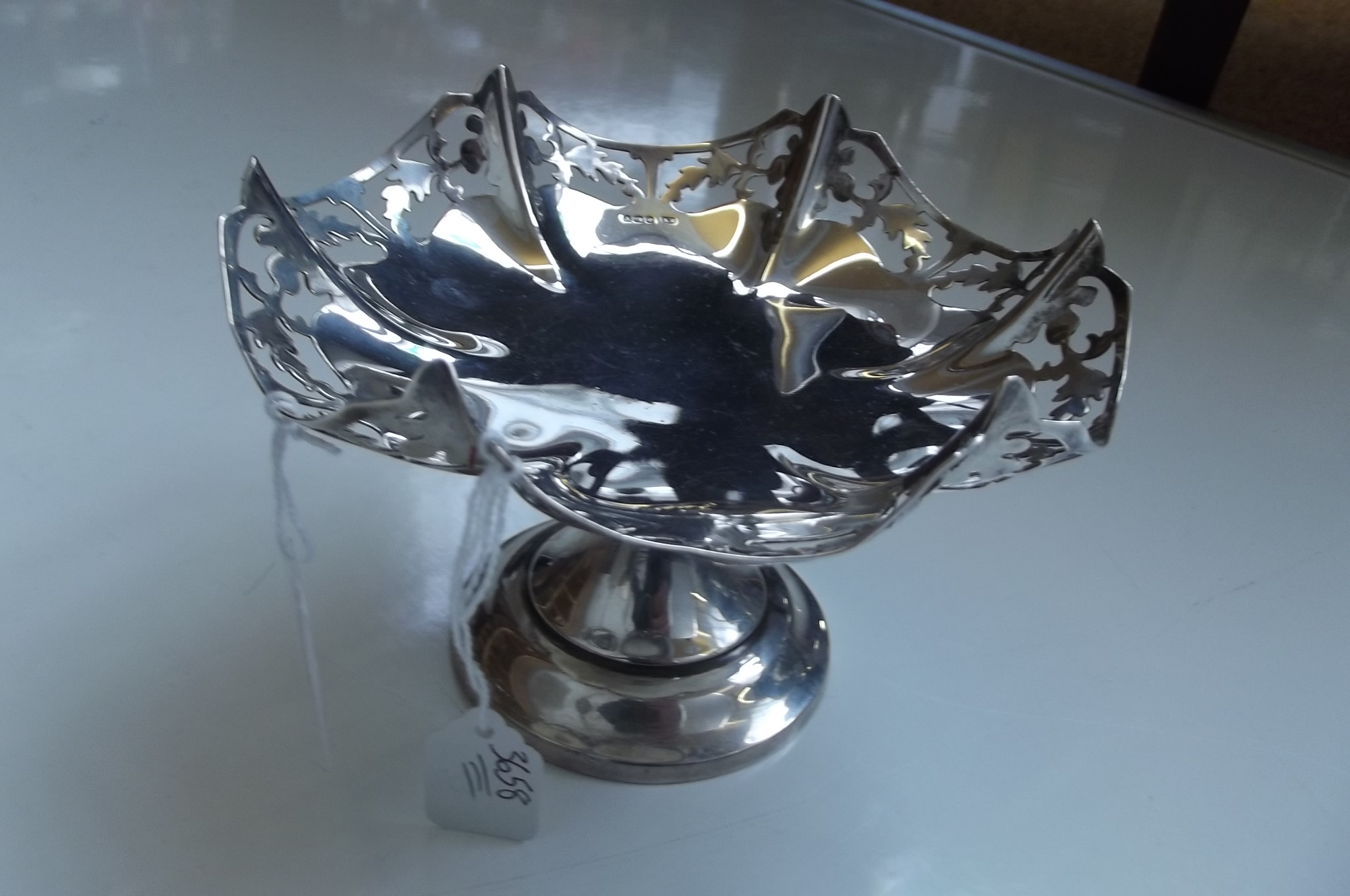 Silver pedestal bonbon dish, 1938, Emile Viner