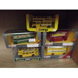 Collection of 5 Corgi buses