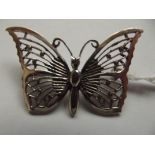 Solid silver butterfly brooch