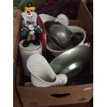 Large mixed box to include glass clown