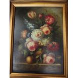 Oil on board, still life, signed G Howard, set in