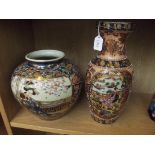 Two oriental style ceramic vase and jardiniere