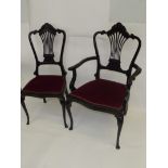 Set of Victorian dining chairs, four stands and one carver on cabriole legs