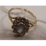 9 carat gold dress ring set with cluster gemstones